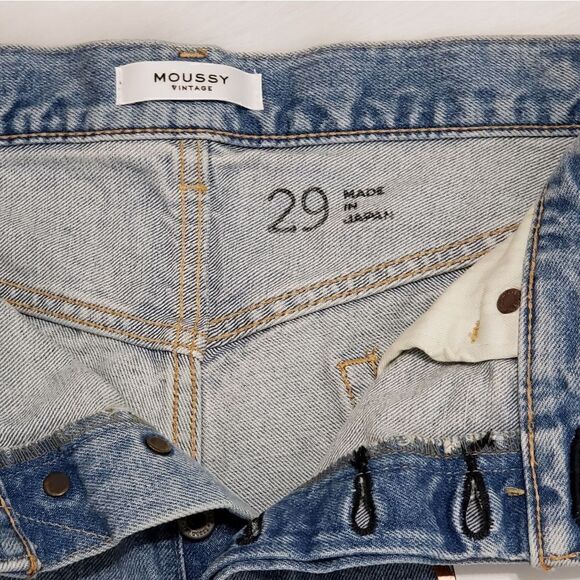 Moussy Vintage MV High Rise Patchwork Gratiot Denim Shorts Size 29 NWT - Picture 13 of 16